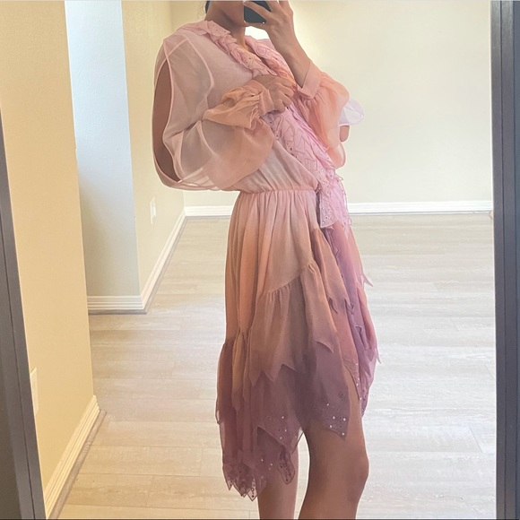 ‼️SALE‼️ Blumarine Pink Ombre Mauve Long Sleeve Fairy Dress - Picture 7 of 8
